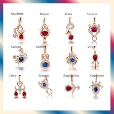 ZODIAC Horoscope signs gold plated Pendants with crystals