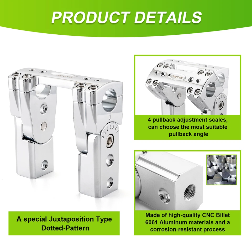 Abrazadera elevadora ajustable de manillar de 4" para Harley Dyna Softail Road King Foto 3 de 4