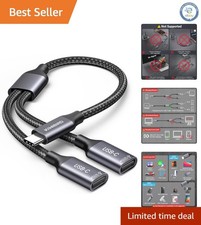 Compact USB-C Power Data Splitter - Dual Ports for Seamless Device Connectivity