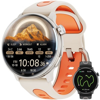 1.43'' HD Smart Watch AMOLED Display 3ATM waterproof Compass GPS For Android iOS 