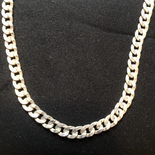 Men's Flat Thick Cuban Link Chain Solid 925 Sterling Silver Necklace. Over 1oz
