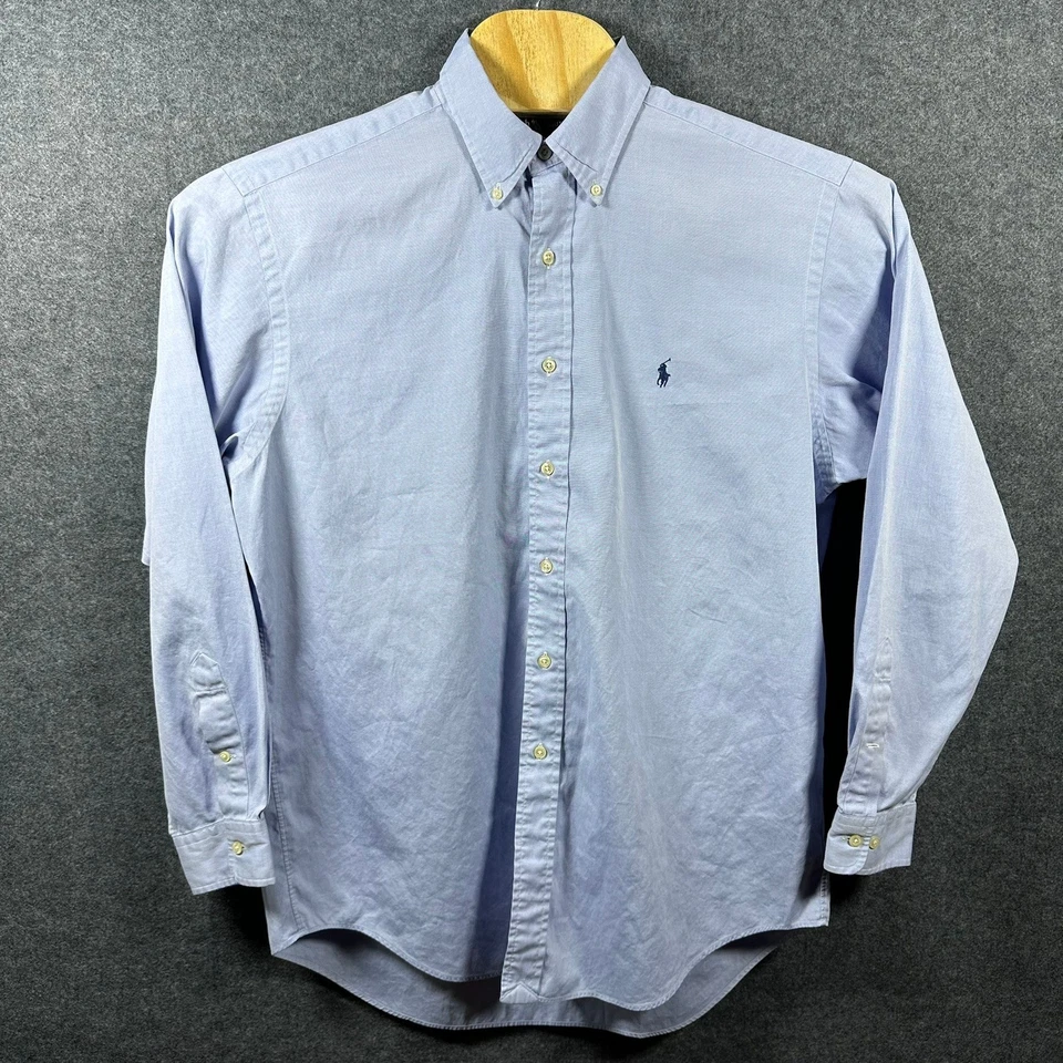 Camisa Ralph Lauren Para Hombres Con Botones Talla 16 34/35 Azul Calce Clásico Logo de Poni Foto 2 de 4