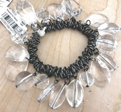 Wire Wrap Black Bracelet/ Silver Tone/  shaker  NWT