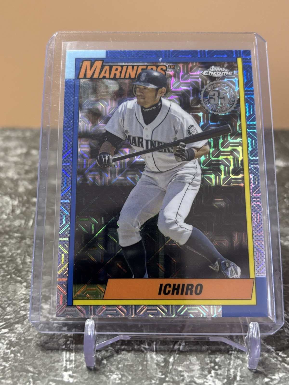 Ichiro Suzuki 1990 Silver Pack Mojo Refractor 2025 Topps Series 1 #93 Seattle Mariners Rookie Card
