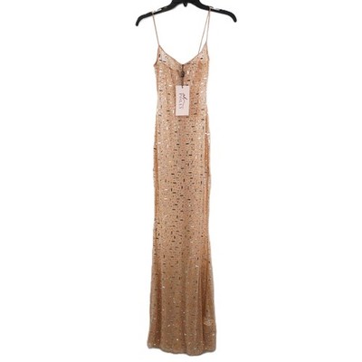 Oh Polly Antonella Sheer Embellished Evening Gown In Nude - Women's Size  UK8/US4 | eBay