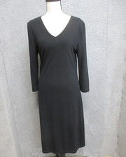 Express Dress Juniors 7/8 Black V Neck 3/4 Sleeve Sheath Midi Stretch Jersey