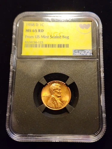 WHATNOT SLAB NGC MS65 RD 1958-D LINCOLN WHEATBACK CENT US MINT BAG SEALED COIN!
