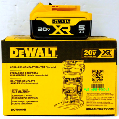 DeWalt DCW600B 20V Max XR Var. Speed Compact Router, 1) DCB205 5.0 Ah Battery