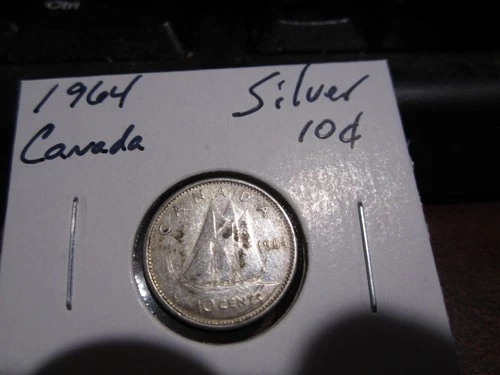 Canada 1964 -  10 Cent Dime Canadian Coin - 80% Silver - ASW 0.06 Oz