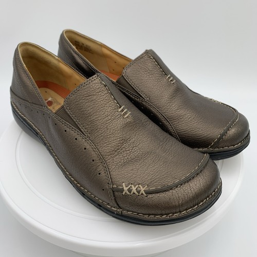Clarks Unstructured Gold Metallic Leather Casual Slip On Loafers Womens Size 7 M - Picture 7 of 20