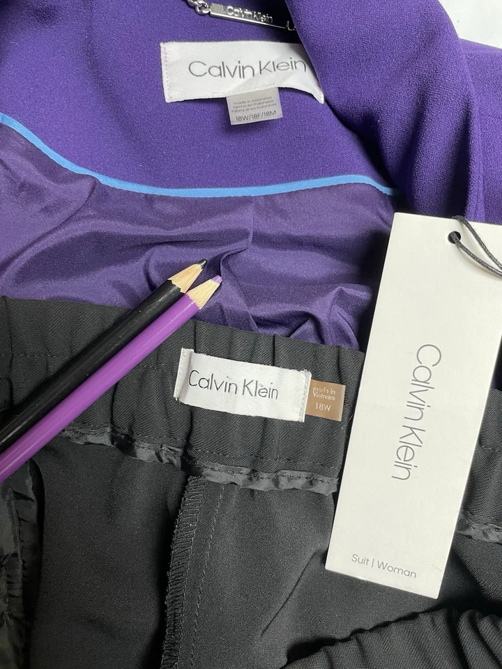 NUEVO Traje Pantalón Calvin Klein Talla 18W Conjunto de Dos Piezas Bolsillos Elásticos en la Cintura Foto 2 de 4