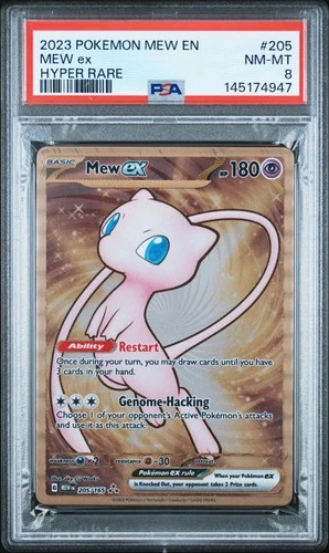 2023 POKEMON MEW EN-151 HYPER RARE #205 MEW EX PSA 8