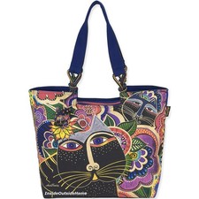 Laurel Burch Carlottas Cat EXTRA-LARGE Tote Companion Bag 20 x 5 x 15" NEW