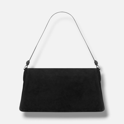 Staud Women's Black Suede Leather Slouchy Knotted Strap Wally Shoulder Bag