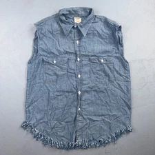 60s 70s Penneys Big Mac Blue Chambray Work Shirt Vest True Vtg Chain Stitch