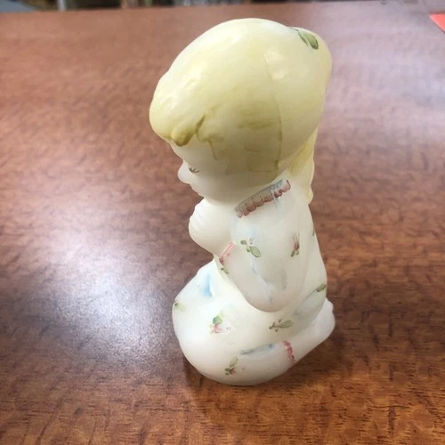 Vintage Fenton Art Glass Girl Kneeling Praying Figurine Decor Hand Painted