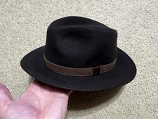 BORSALINO Alessandria Traveller Safari Country Fur Felt Fedora Brown Hat Sz 55