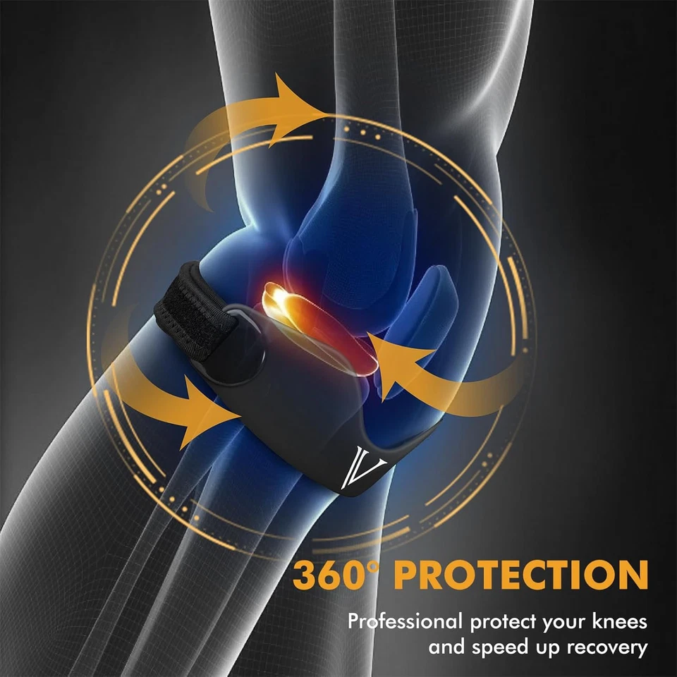 Paquete de 2 correas de soporte de tendón rotuliano de silicona, rodillera para mujeres y hombres, Ajus Foto 3 de 4