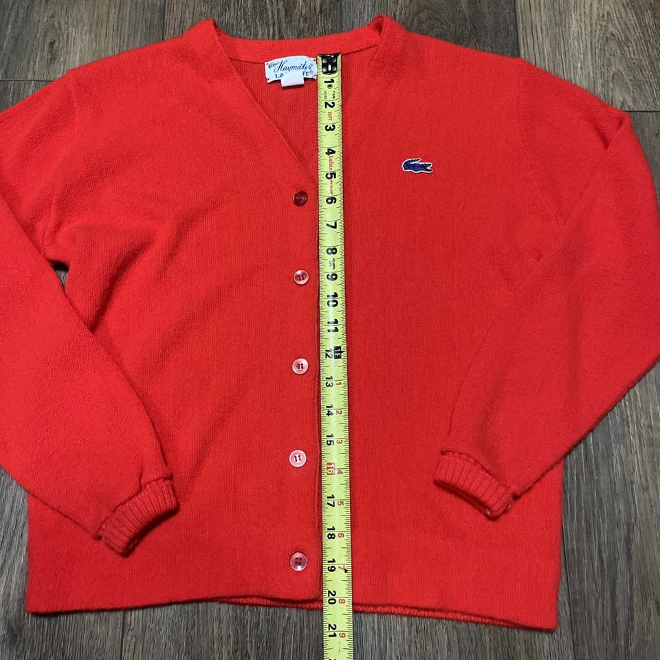 Cárdigan Suéter De Colección Años 60 Lacoste Talla 40 Acrílico Orlon Mod Hipster Haymaker Rojo Foto 2 de 4