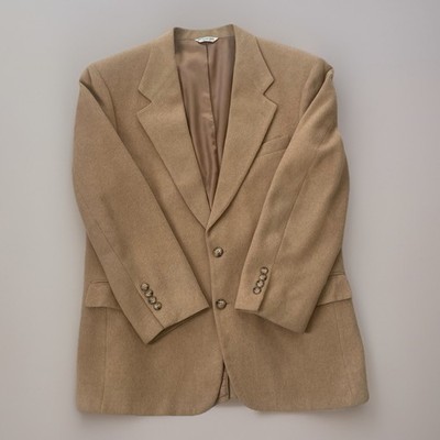 VTG Bill Blass 100% Camel Hair Sport Coat Mens Tan Two-Button Jacket Blazer