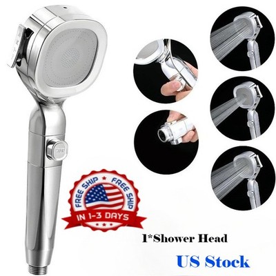 RV Hand Held Shower Head On Off Switch Chrome 4 Spray Water Pressure Hose Camper