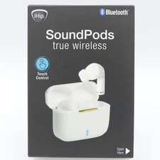 iHip SoundPods True Wireless Earbuds Bluetooth Headphones White Built-In Mic