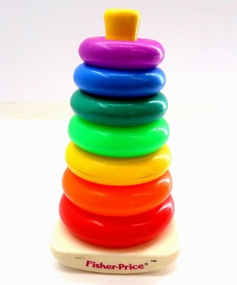 Vintage 1980's Fisher Price ROCK-A-STACK #740 Ring Stacking Toy