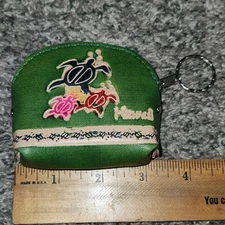 Leather Change Coin Purse  Turtles Flowers Hawaii 