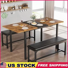 Expandable Dining Table Set 4-8 W/ Benches Compact Space Saving Design New