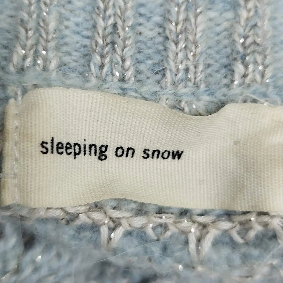 Sleeping On Snow Women Sweatshirt S Light Blue Cotton Wool Striped Cardigan - Image 4 of 4