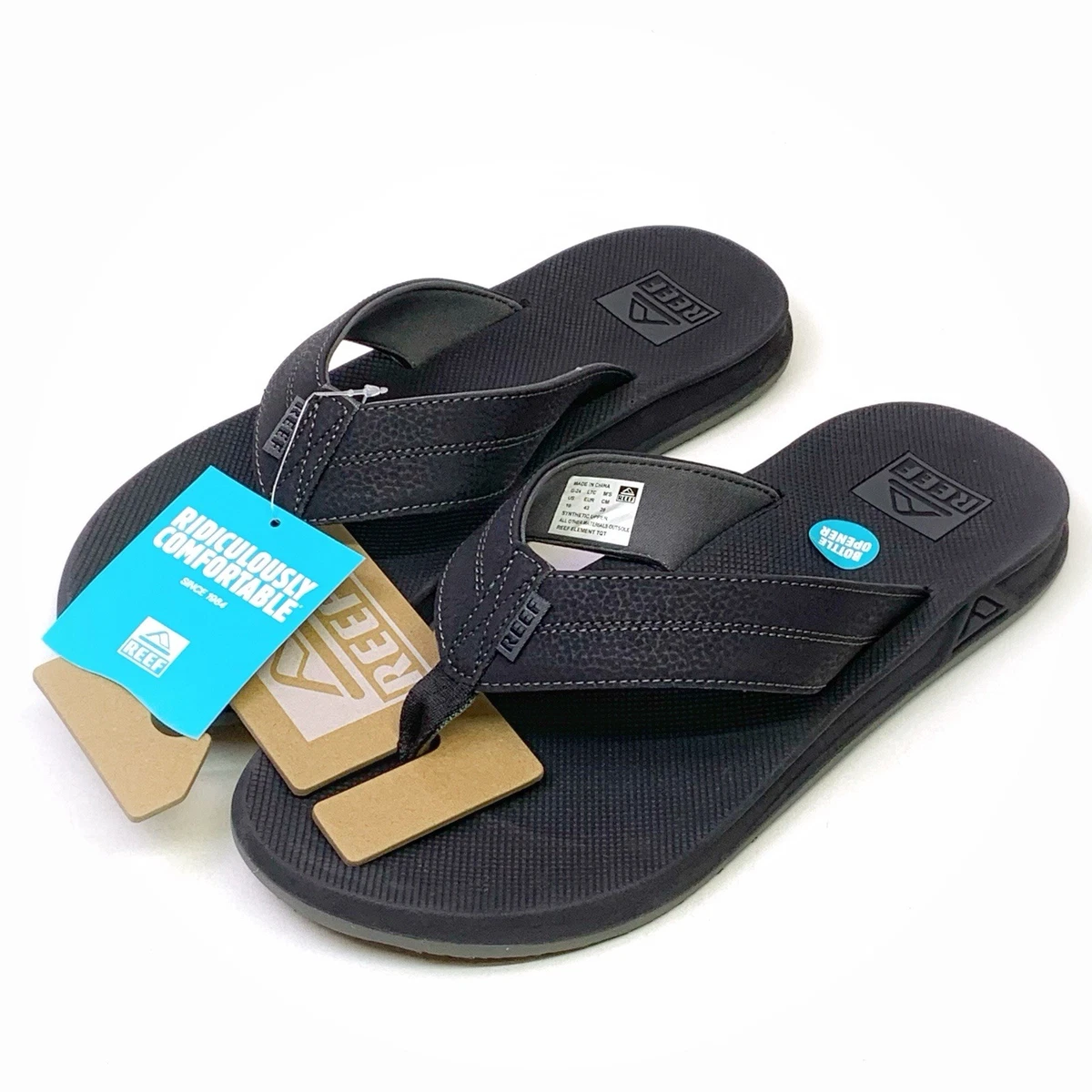 REEF Men\'s Sz 13 ELEMENT/BOTTLE OPENER RF0A39UKBLA BLACK Sandal Flip Flop Men main image 4