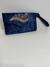 Evening Clutch Bag Beads Embroidery Blue With Strap Made in Turkey 8  W X 5  H