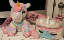 Pink Unicorn Plush Sequin Purse Set with Rainbow Unicorn Necklace  Bracelet