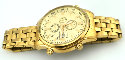 Citizen Quartz Alarm Chronograph 6870-S068631 Gold Plated Watch - Picture 2 of 6