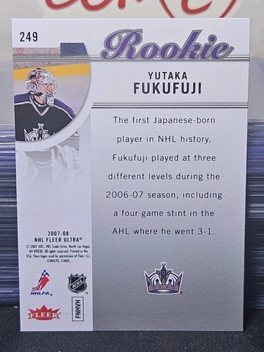 07-08 Fleer Ultra Yutaka Fukufuji Rookie 🚨🚨🚨 1st Japanese Born Player In NHL - Picture 2 of 2
