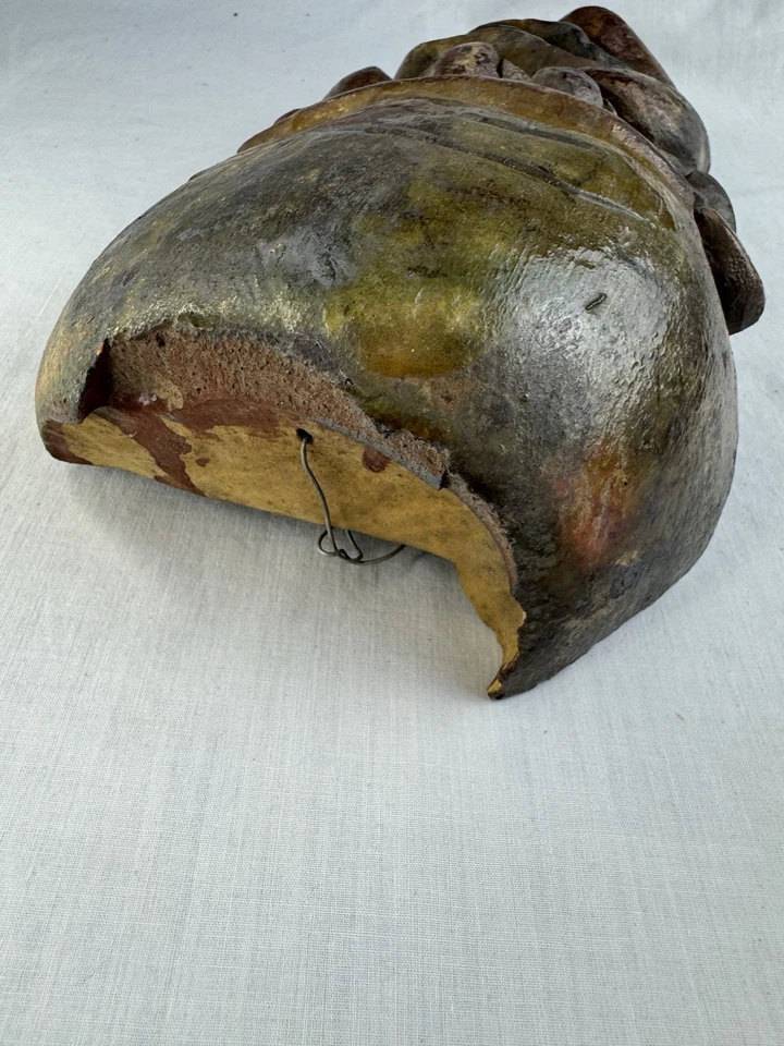 Antigua máscara de pared china tallada a mano - finales del siglo XIX/principios del siglo XX Foto 4 de 4