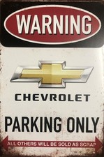 Chevrolet Parking Only Blechschild Corvette Camaro Englisch