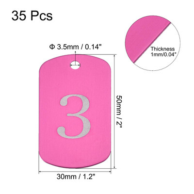 Aluminum Metal Key Tag, 1-35 Number Tag,with Ring 2x1.2inch