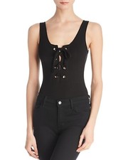 Little Black Bodysuit Lace-Up Detail Bodysuit Black Size XS Style #LBB-R0246A J