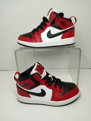 Nike Air Jordan Retro 1 Mid Chicago Black Toe Preschool Kids Size 11c  640734-069 | eBay