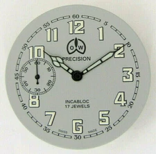 O & W PRECISION, dial and hands for ETA 6497 movement. NEW OLD STOCK, swiss made