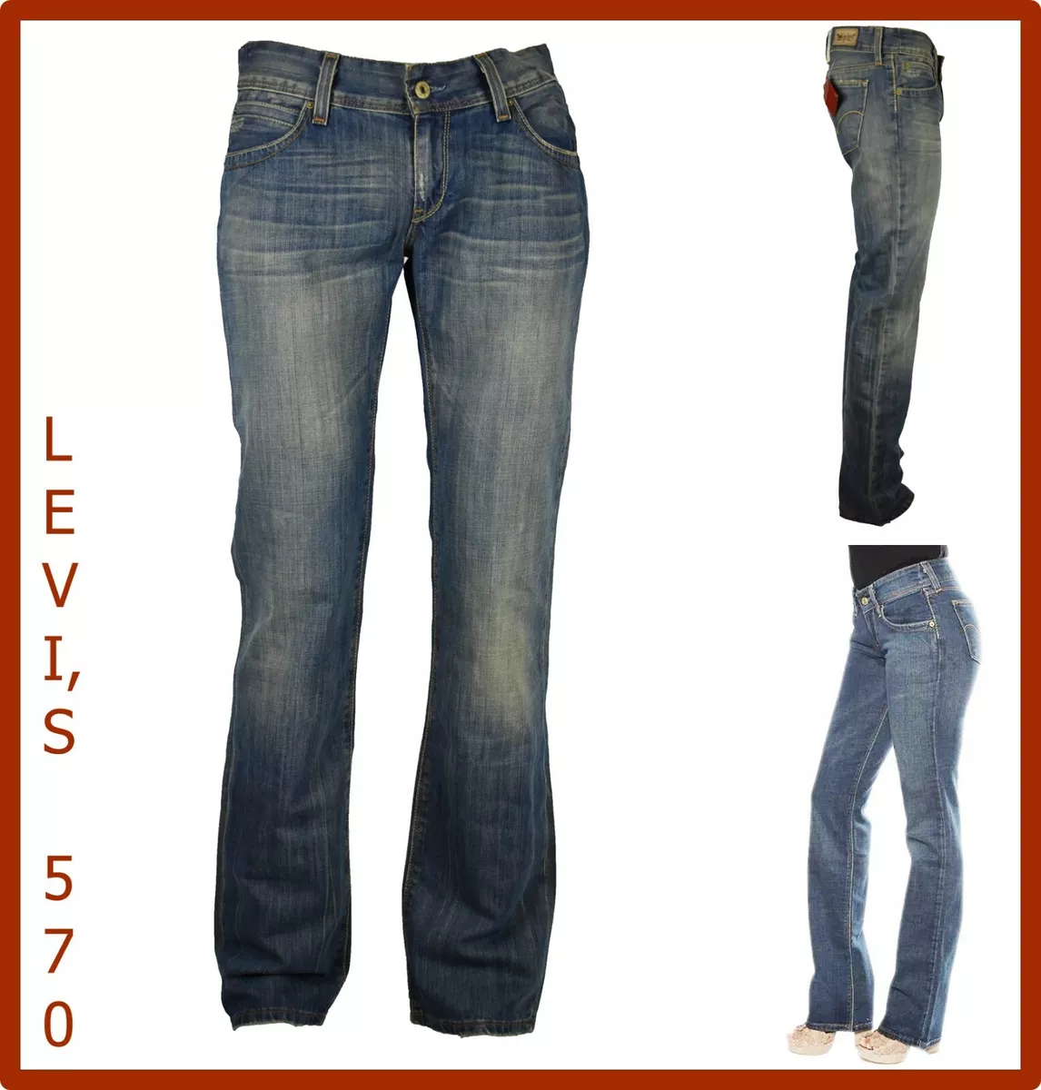 jeans levis 570 straight fit da donna pantaloni vita bassa gamba