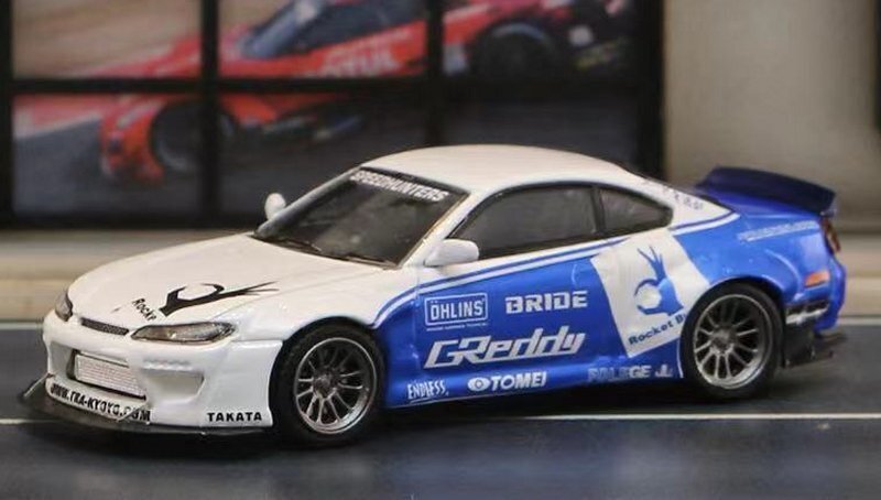 STREET WARRIOR 1/64 ロケットバニー　日産　シルビア(S15) NISSAN Silvia S15 - Pandem Rocket Bunny - white / blue - Street