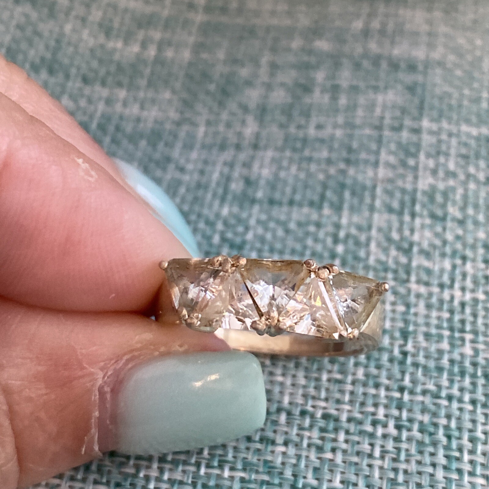 Sterling Silver .925 CZ Triangular Shape Stone Ri… - image 1