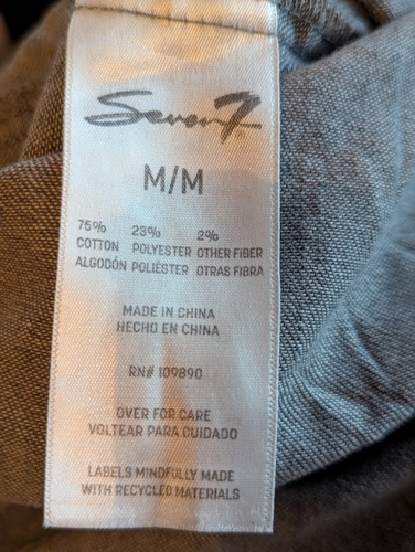 Camisa de mezclilla 7 for all humanity para hombre M negra cambray con botones con bolsillo - Imagen 7 de 8