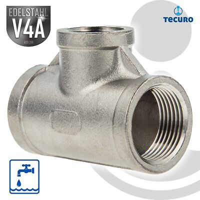 tecuro T-Stück 90° reduziert Edelstahl V4A (AISI 316), allseitig IG