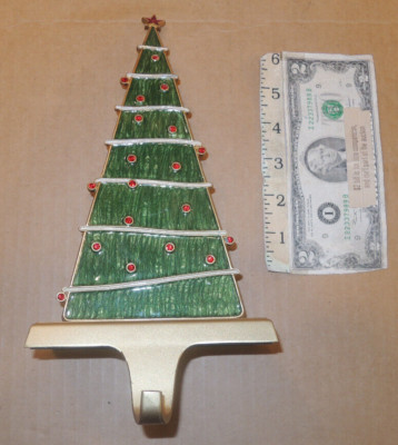 Vintage Retro Christmas Stocking Hanger w/Red Sparkling Cut Glass Ornaments 9.5''