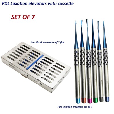 7er Set Luxation Elevators DENTAL Proximatoren präzise Spitze mit flacher Kassette CE