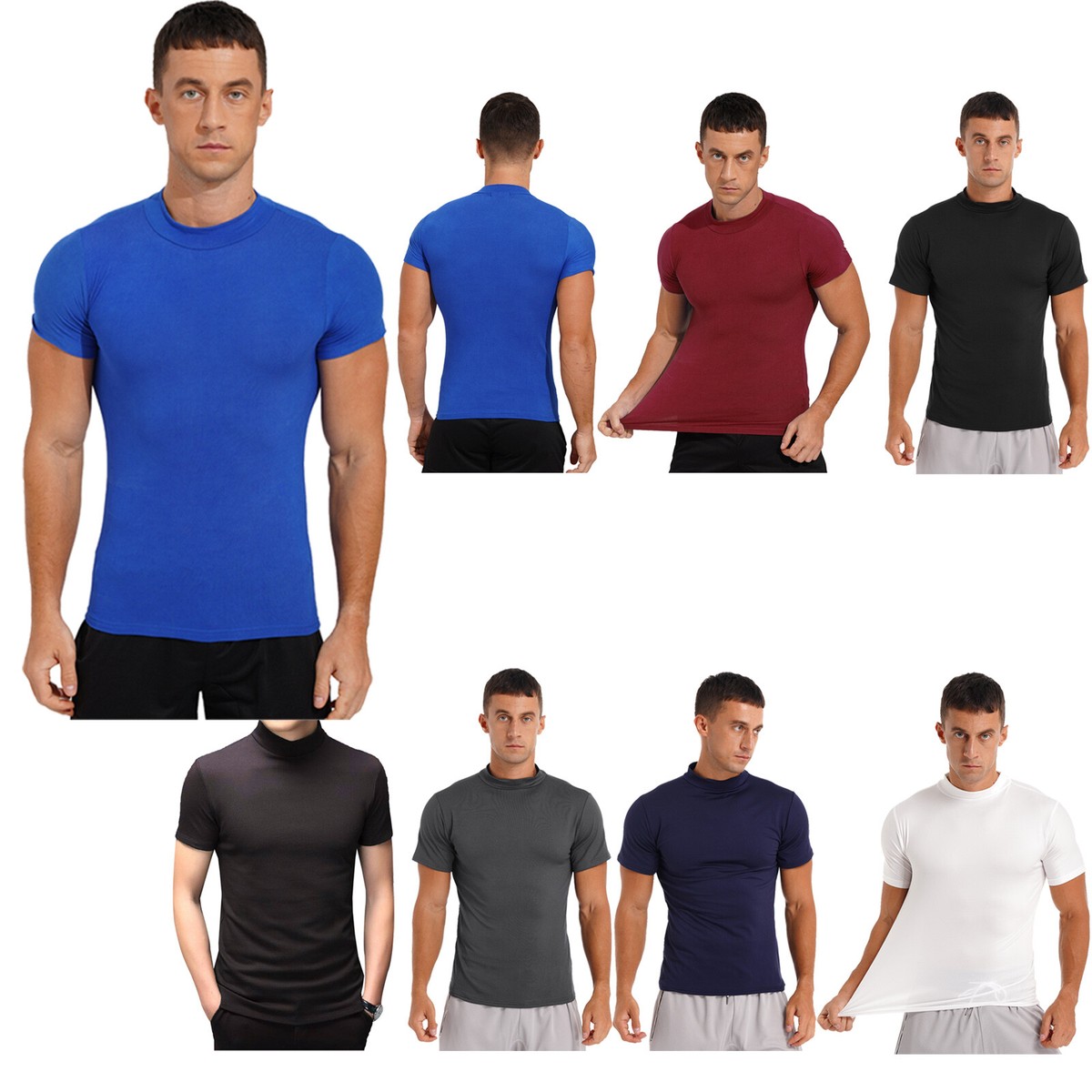 Tee Turtle SKSloeg Mens White Tee Shirts Casual Mock Turtleneck