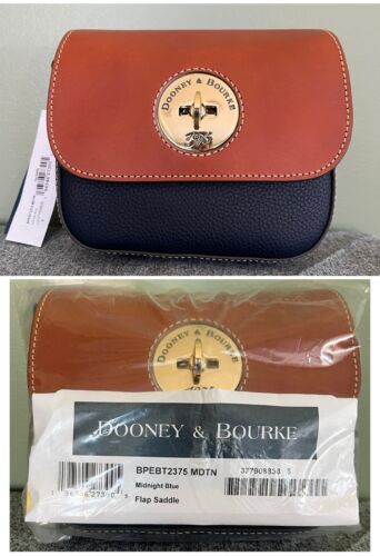 Dooney & Bourke Pebble Grain Turnlock Flap Saddle Crossbody, NWT, BPEBT2375 MDTN